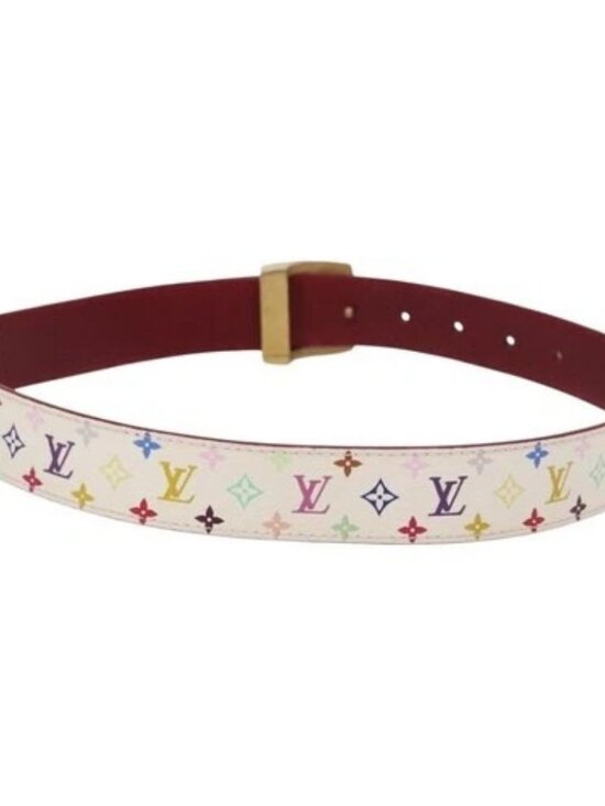 Share LOUIS VUITTON Multicolor Ceinture Carre LV Cut Belt White LV Auth 166023 main image 9